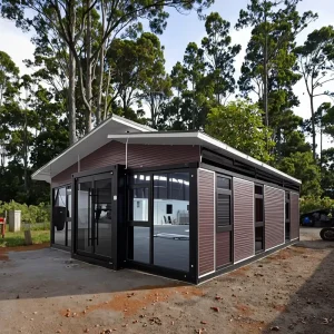 30ft Expandable Container House with Sandwich Panel Modern Square Design 2-Bedroom Kitchen & Bathroom Villa Waterproof
