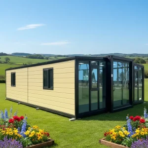 30ft Prefab Modular Steel Container House with Waterproof Glass Facade Double wing Expandable Design for Home Living Ray Zen