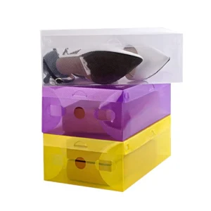33x20x12cm Mens Flip Top Crystal Clear Foldable Stackable Japanese Style PP Shoe Box Storage Container