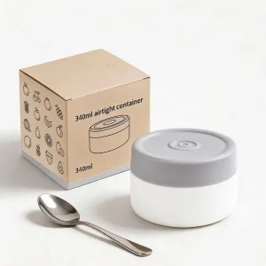340ml Sealed Food Flask Lunch Box Stainless Steel for Children Kid School 340ml with Air Tight Press Button Custom