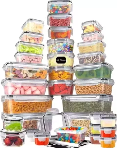 34pcs Set Kitchen Crisper Set Microwave Lunch Box Refrigerator Freezer Storage Box Fruit and Vegetables Sealed Box