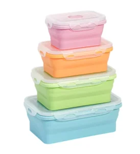 350ml Silicon Box BPA Free Kitchen Collapsible Silicone Storage Food Containers Foldable Bento Lunch Box for Kids
