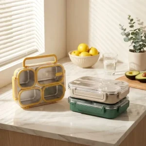 4 Grids 304 Stainless Steel Eco Friendly Food Grade Lunch Box Portable Large Capacity Leak Proof Divided Bento Box Students