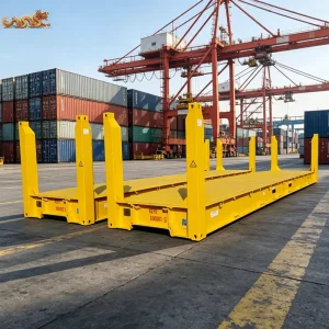 40 Foot Fixed Corner Post Flat Rack Shipping Container 40ft Heavy Duty Flatrack Easy for Loading and Stacking