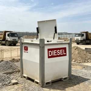 4000L Heavy Duty Portable Fuel Tank Self Bunded Storage Diesel Petrol Cube Tank Mobile Gas Station with Pump Breath Vent