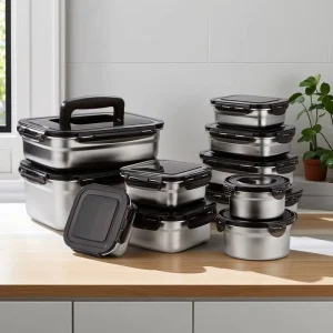 400ml 3500ml Food Grade Stainless Steel Storage Container with Plastic Lid Airtight Leak Proof Travel Bento Lunch Box