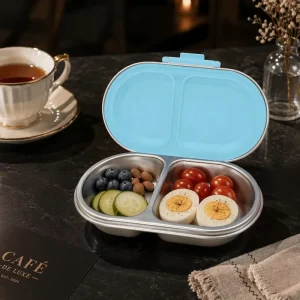 400ml Compact 304 Stainless Steel Bento Box Microwave Safe Leak Resistant Food Container for Snacks Meal Prep