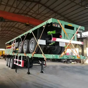 40Ft Steel Gooseneck Flatbed Semi-Trailer for Ocean Shipping Containers 200 Ton Payload