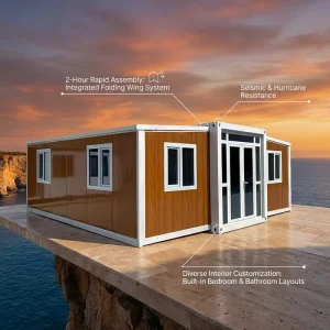 40Ft Steel Structure Modular Mobile Tiny Home Prefab Portable Granny Flat Expandable Office Building Apartment