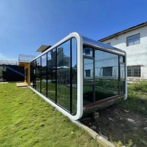 40ft Apple Cabin Prefabricated Expandable Capsule House with Sandwich Panel & Steel Modern Design for Hotels Resorts & Gardens
