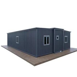 40ft Expandable Container House for Hotel Homestay Modular Prefab Steel Home Dark Grey Sandwich Panel Resort Accommodation