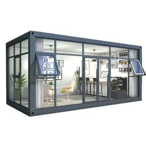 40ft Glass Container House Steel Shipping Container Home with Glass Walls for Villas