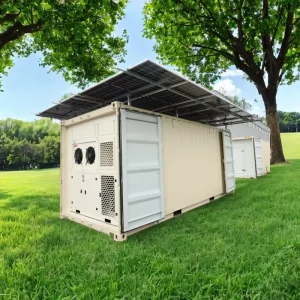 40ft HC Solar Powered Reefer Container Off Grid Refrigerated Shipping 32CBM Double Door Solar System Cold Storage