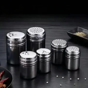 410 Stainless Steel Spice Shaker Rotatable Perforated Lid Seasoning Powder Dispenser For Kitchen Restaurant BBQ