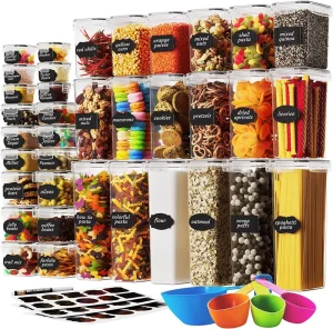 42/24 Pcs Pack PP Airtight Dry Pasta Kitchen Organizer Pantry Organization Set Food Storage Containers Lids Sustainable