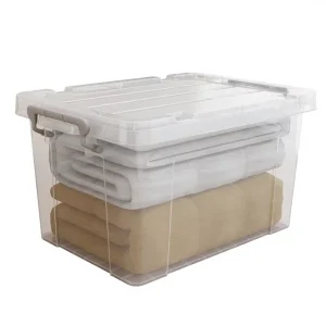 43 * 29.5 * 24cm Plastic Storage Box Home Storage Organization Sealed Storage with Wheels and Lids White Box