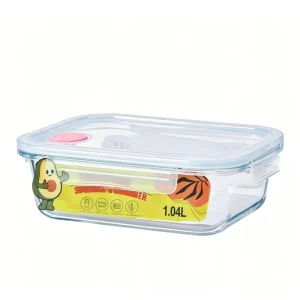 4566 Rectangular Borosilicate Glass Food Storage Container 1040ml Airtight Silicone Seal Fridge Freezer Safe Lunch Box