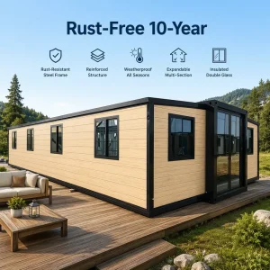 45dB Soundproof High Density Rockwool 40ft Double Wing Expandable Container House with Fresh Air System