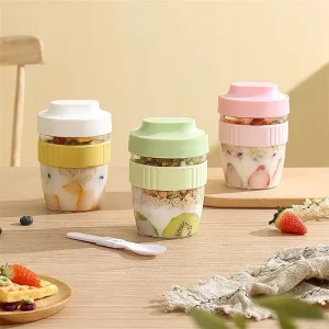 480/570ml Portable Breakfast Lunch Cup PP Lid Heatable Oatmeal Cereal Nut Yogurt Salad Spoon Students Food Storage Container