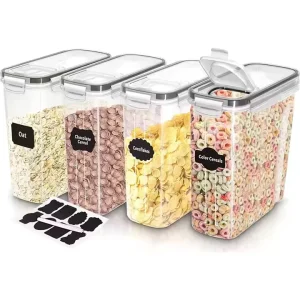 4L Airtight Kitchen Cereal Dispenser and Pantry Organization Lunch Boxes Food Storage Containers for Kitchen and Office Use