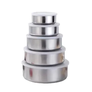 5 PCS Container Stainless Steel Lunch Box With Plastic Lid for Refrigerator Microwave for Kitchen Storage