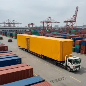 50-80 Ton Curtain Semi Trailer Enclosed Cargo Box Container Steel Construction 12.5m Length Bulk Mechanical