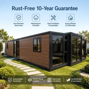 50C Heat Proof PU Panel Sand Tight Dust Proof 40ft Modular Prefabricated Building Expandable Container Office for Desert Living