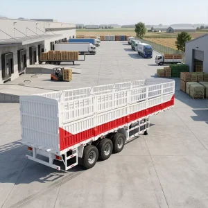 60 ton Load Capacity 3 axle Mechanical Suspension Bulk Cargo and Container Transport Side Wall Semi Trailer