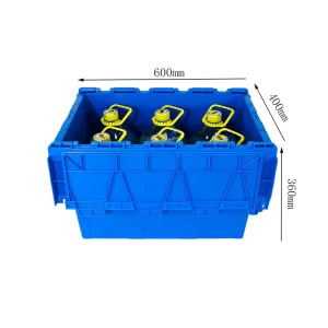 600x400x360mm Plastic Crates High quality and Large Capacity Storage Crates Attached Lid Containers