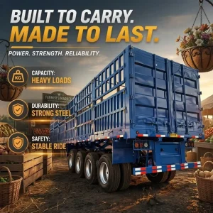 60T Steel Bulk Cargo Transport Fence Side Wall Semi Trailer with Landing Gear Standard/Customized Size