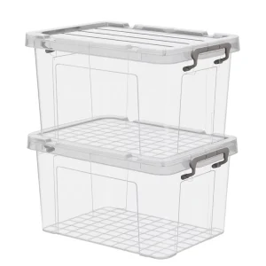 64 * 44 * 40cm Plastic Storage Box Home Storage Organization Moving Box with Wheels and Lids White Box