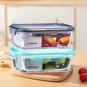 640ml 1000ml Borosilicate Glass Meal Prep Containers, Microwave and Dishwasher Safe, Airtight Locking Lids
