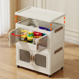 65cm Folding Storage Cabinet with Magnetic Double Doors Home Garden Food Container Storage Container