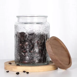 700ml Coffee Bean Storage Container Kitchen Storage Glass Jars Set With Acacia Wood Lid