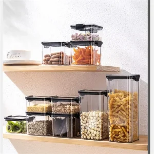 700ml Fashion Save Space Easy Organize Airtight Food Container Plastic Transparent Storage Bin