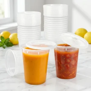 8 12 16 24 32oz Heavy Duty PP Plastic Injection Molded Round Deli Food Container Stackable Reusable Portable