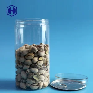 800ml Clear Round Leak-Proof Airtight Screw Cap Lid for Sugar Snack Candy Cookie Chocolate PET Can Made Plastic Kernels Nuts