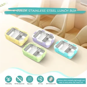 850ml BPA Free Food Storage Container with Plastic Lid Portable School Kids Lunch Box Stainless Steel Bento Box