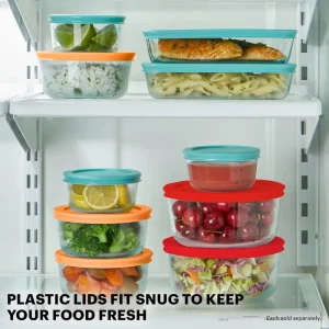 9 Pack Mixed Sized Glass Food Storage Set Square Containers Lids Dishwasher Heatable Leak Proof Microwave Safe