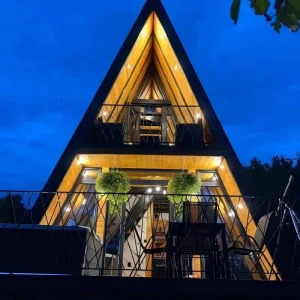 A Frame Prefab Triangle House Modular Capsule Tiny House With Double Layer Platform Quick Installation Integrated Home