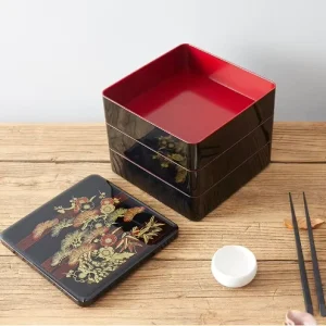 ABS Plastic Japanese Style Three Tier Bento Lunch Box with Lid for Sushi Desserts Snacks and Portable Food Storage