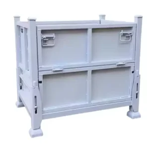 AOCHEN OEM Industrial Steel Storage Cage Warehouse Stackable Wire Mesh Container Logistics Folding Mesh Box Pallet