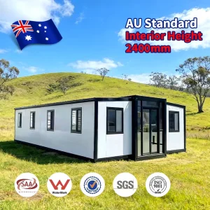 AU Standard 20/30/40ft Light Steel Expandable Prefab Container Home Breathable Modern Outdoor Villa Office Bar Gym Hotel