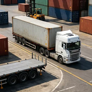 Adjustable Height Container Semi Trailer Solid Axle for Inland Depot Container Cargo Transportation