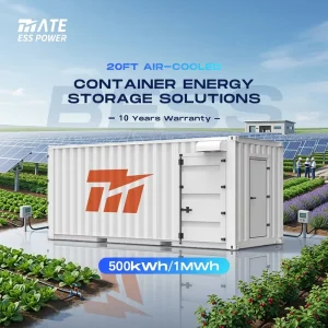 Air Cooled LiFePO4 Battery ESS 500kWh 1MWh BESS Container With Fire Protection for Agricultural PV Station Energy Storage