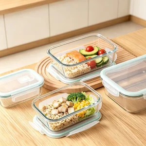Airtight Borosilicate Glass Food Storage Containers with Lids Oven Safe Microwave Safe Lunch Boxes Kitchen Meal Prep Containers