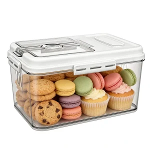 Airtight Clear Cookie Storage Container With Adjustable Vent Valve Stackable Pastry Crisper Box For Kitchen Fridge Bakery
