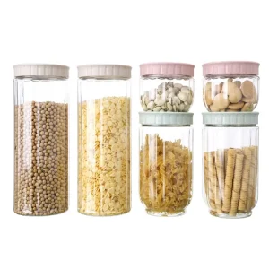 Airtight Food Storage Containers with Lids BPA Free Stackable Clear PET Canisters for Cereal Pasta Flour Pantry Organization