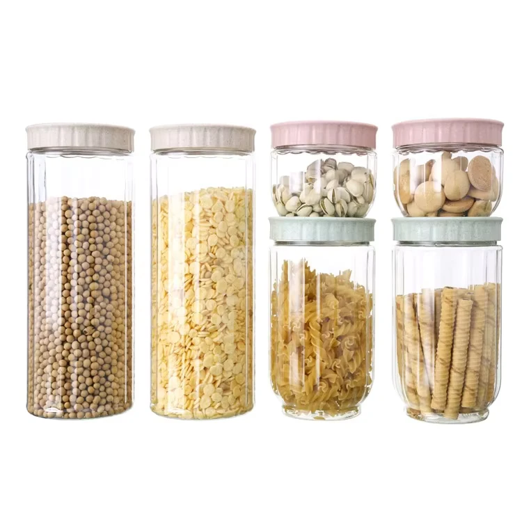 Airtight Food Storage Containers with Lids BPA Free Stackable Clear PET Canisters for Cereal Pasta Flour Pantry Organization