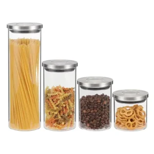 Airtight Glass Food Storage Containers with Lids for Kitchen Pantry Organization Cereal Grains Jars Leak Proof Storage